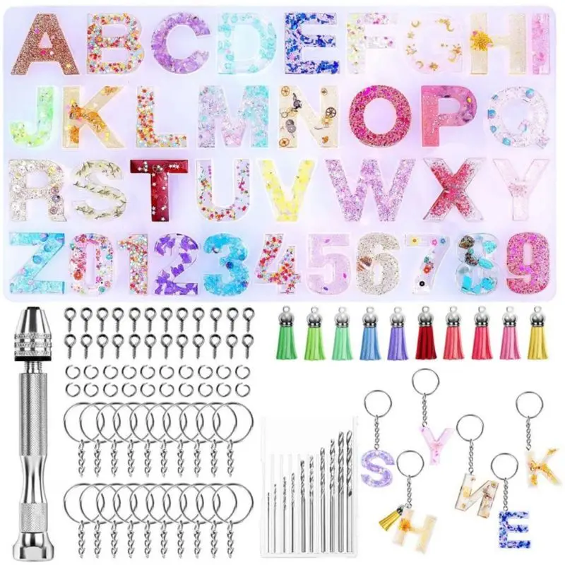 

1 Set Crystal Epoxy Resin Mold Alphabet Letter Number Pendants Casting Silicone Mould DIY Crafts Keychain Making Tool