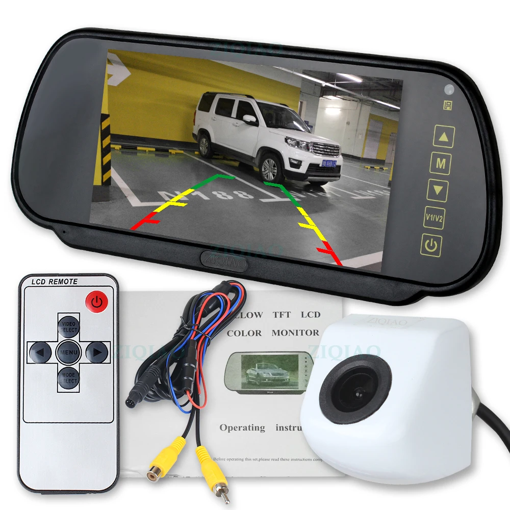 P07 HS006 White 7-дюймовый автомобильный TFT ЖК-дисплей автомобиля Зеркало заднего вида монитор парковки Дисплей светодиодный Ночное Видение заднего вида Камера комплект для Стоянкы Автомобилей Автомобиля Системы - Цвет: P07 HS006 White