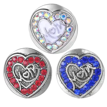 

10pcs/lot Love Mom Metal Crystal 18mm Snap Buttons Fit DIY Snap Bracelet for Women Charms Jewelry Mother's Day GiftVN-2096*10