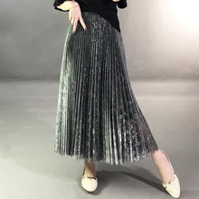 Новая драпировка сетки вуаль Прохладный снег плиссированные юбки с эластичной талией длинные юбки градиент светильник шелк amoi