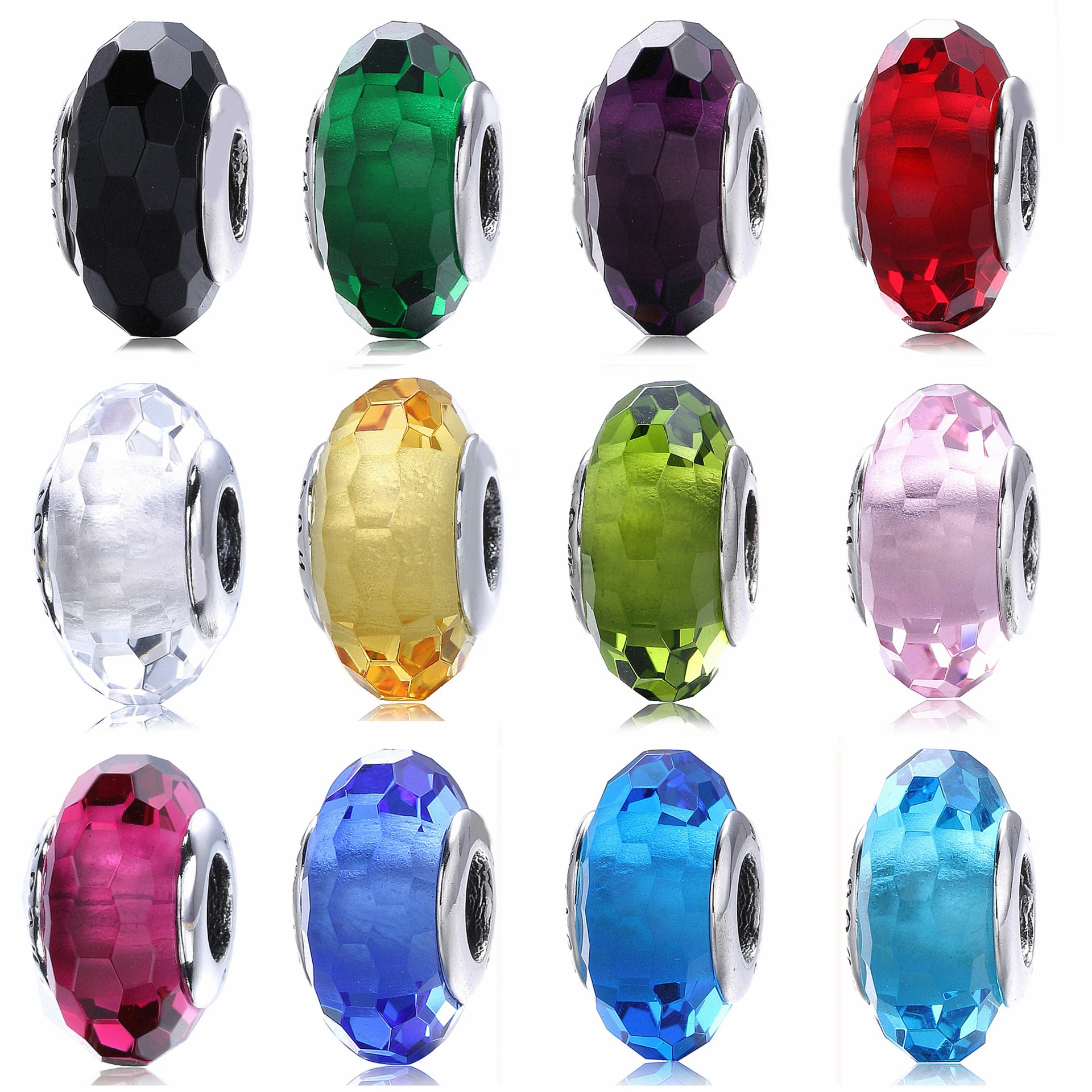 

100% 925 Sterling Silver deep red round fine Murano Glass Beads Fit Original Pandora Charms Bracelet Jewelry making