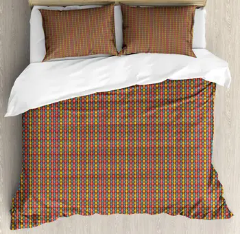 

Retro Duvet Cover Set Nostalgic Geometric and Abstract Vertical Motif 3 Piece Bedding Set Cadet Blue Burnt Sienna Earth Yellow