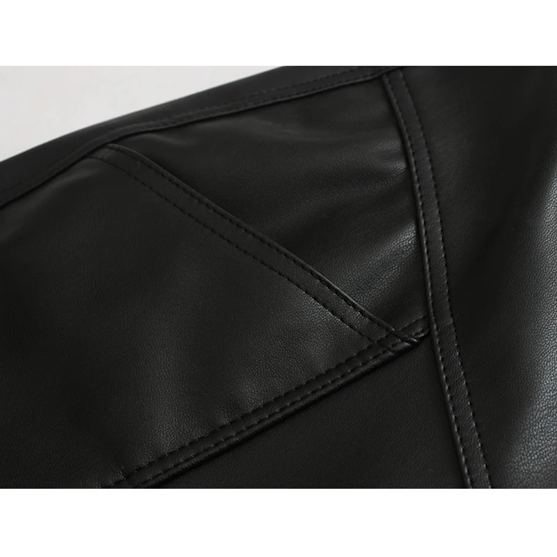 AGong брюки-карандаш из искусственной кожи женские модные черные брюки из искусственной кожи женские элегантные брюки с карманами женские брюки JAE