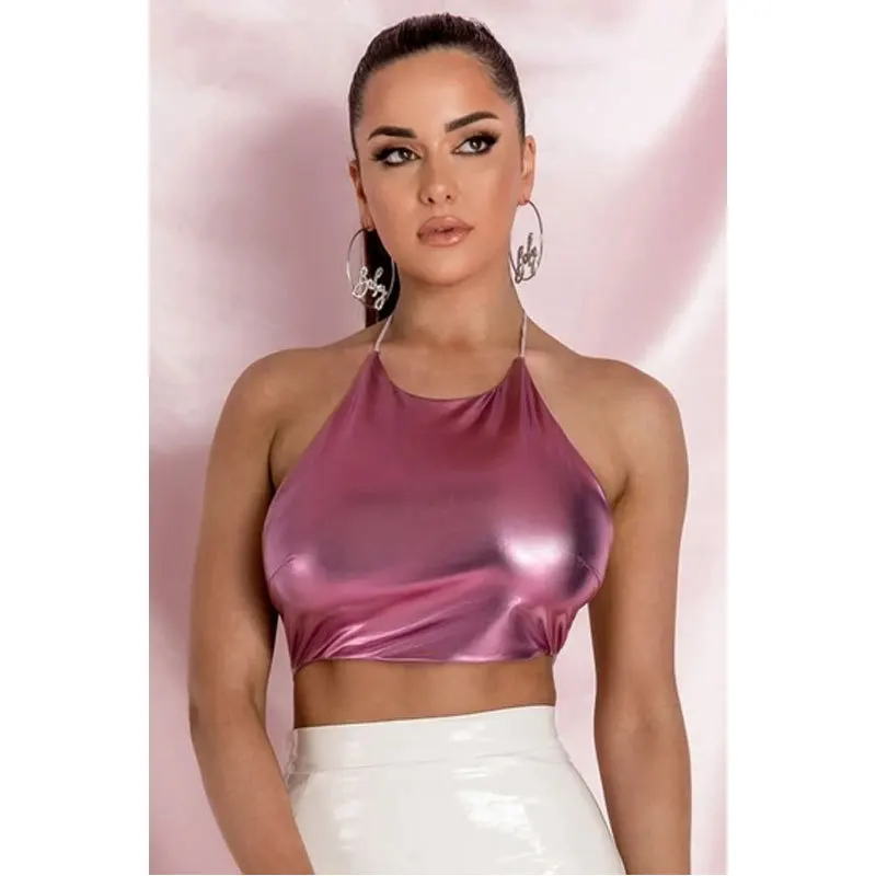 Vestido de noche Sexy para mujer, Seda brillante ajustados de tirantes, Tops sin tirantes para mujer, sin mangas, Color sólido reflectante