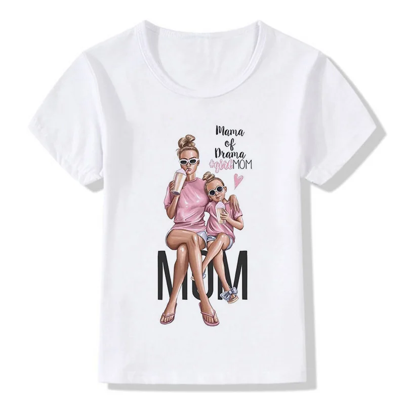 ZZSYKD/Летняя футболка для маленьких девочек с изображением супермамы модные футболки для мальчиков Милая Детская футболка с принтом «Love Life» для мамы и ребенка - Цвет: 1780