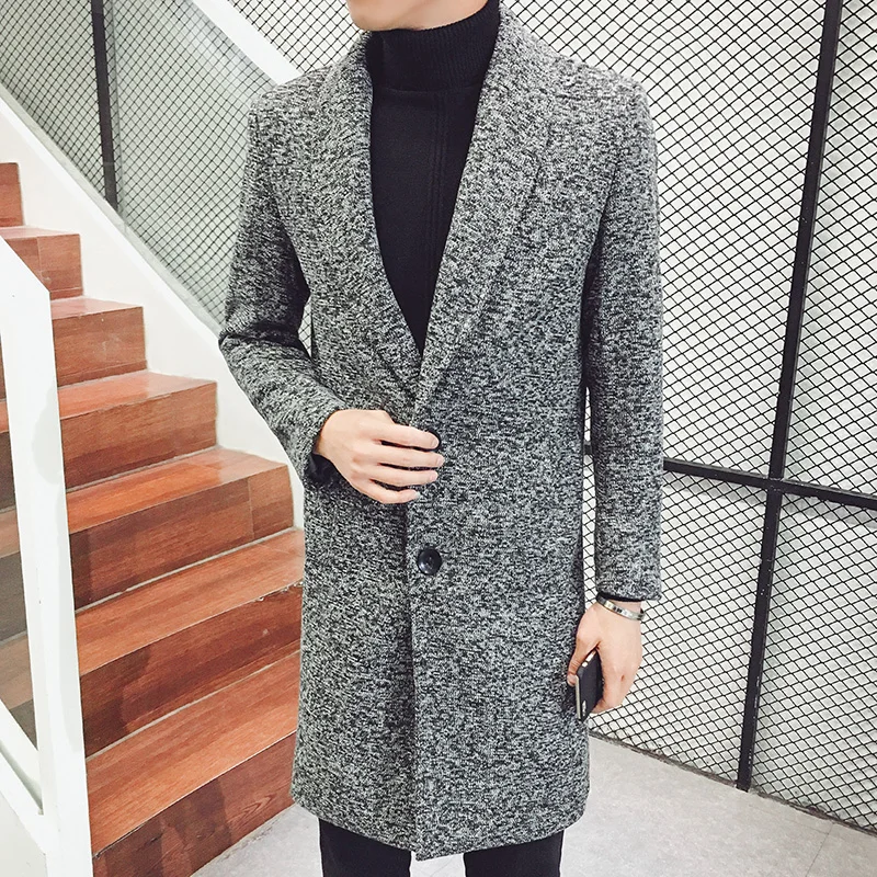 Autumn Winter Long Trench Men's Slim Korean Style Casual Jacket Men's New Large Size 5XL Lapel Trench Coats