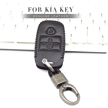 

Leather Car Accessories Remote Key Case Cover for Kia Sportage 3 4 K5 Rio 3 4 5 Picanto Cerato Ceed Stinger Sorento Soul Keyring