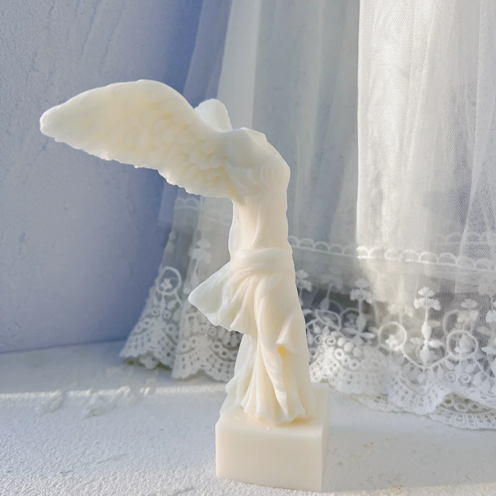 Samothrac Winged Victory Candle Mold Greek Statue Goddess Silicone Mold Winged Angel Figurine Sculpture Art Wax Candles Mould