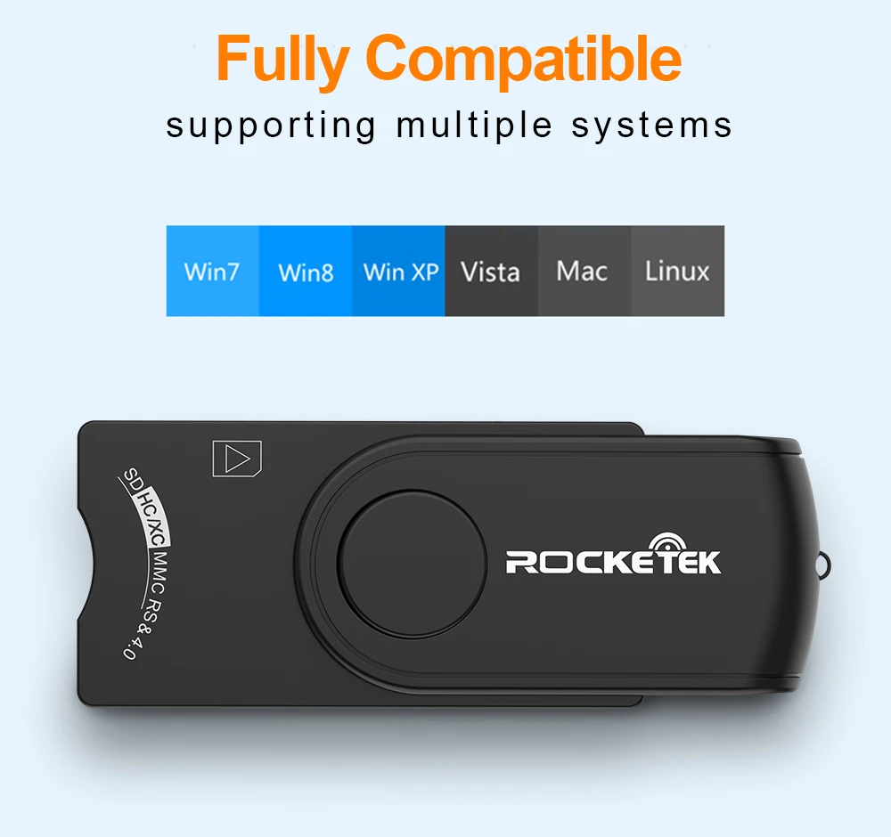 Rocketek USB 3,0 2,0 мульти смарт-кард-ридер SD/TF micro SD память, ID, банковская карта, sim cloner разъем адаптер ПК компьютер