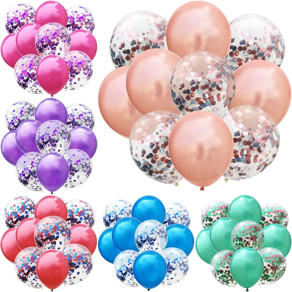 10pcs/lot Rose Gold Metal Latex Balloons and Colorful Confetti Birthday Party Decorations Kids Baby Shower Wedding Ballon Toy | Дом и сад
