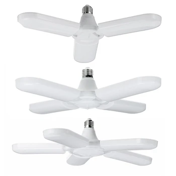 

E27 Deformable LED Garage Light Adjustable Work Shop Ceiling Light Bulbs Foldable Fan Blade Lamp for Home Living Room 220V