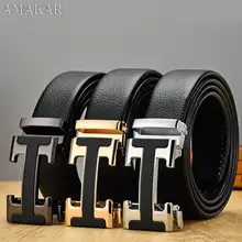

New Arrival Black Designer Men's Belts Genuine Leather High Quality Automatic Buckle Belt Business Strap Belts For male