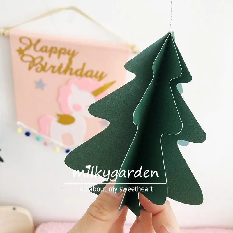 Silver Gold Green Glitter Star Small Christmas Tree Banner New Year Decoration Paper Flags Hanging Ornament Party Arrangement |