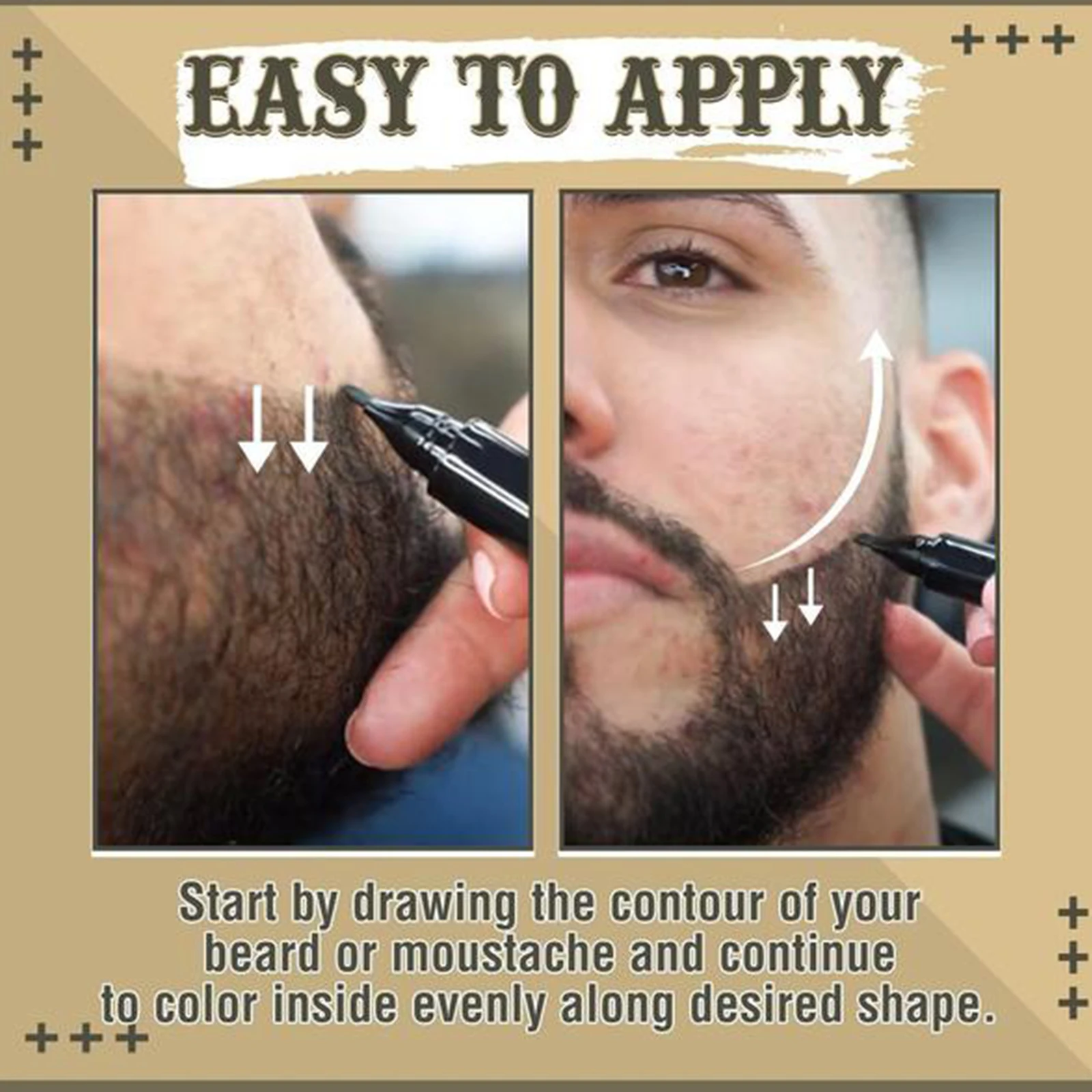 Beard Filling Pen Kit Barber Pencil With Brush Salon Facial Hair Engraving Styling Waterproof Eyebrow Tool Mustache Repair Shape