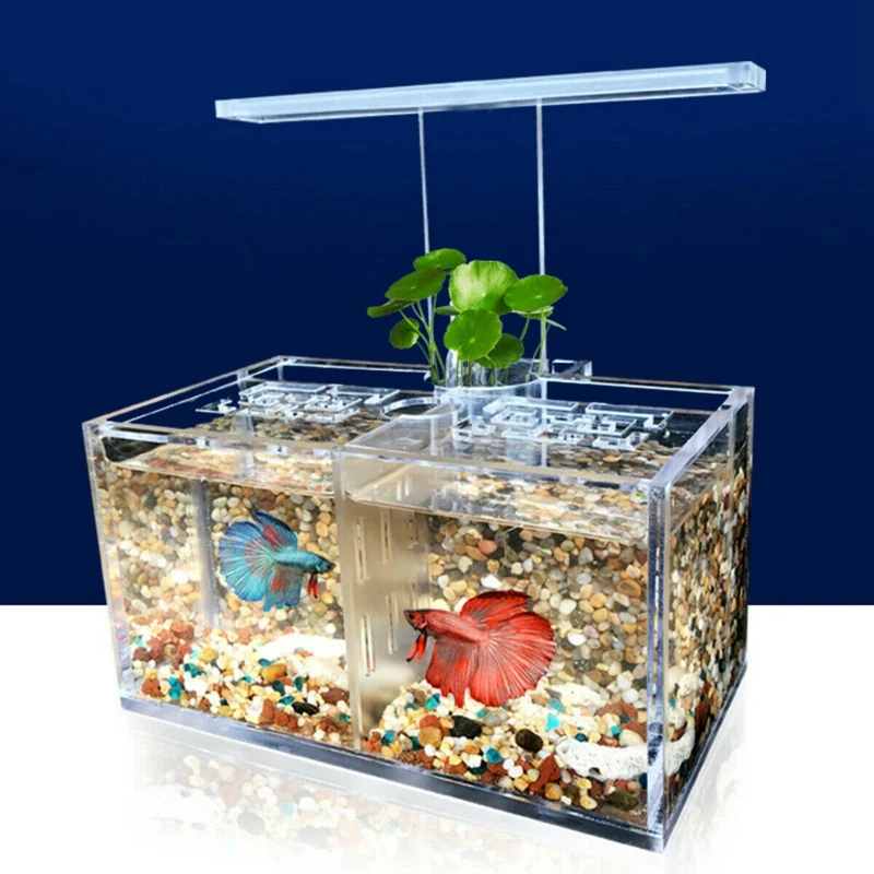 Аквариум светодиодный акриловый Betta Fish Танк набор мини настольный свет водяного насоса фильтры