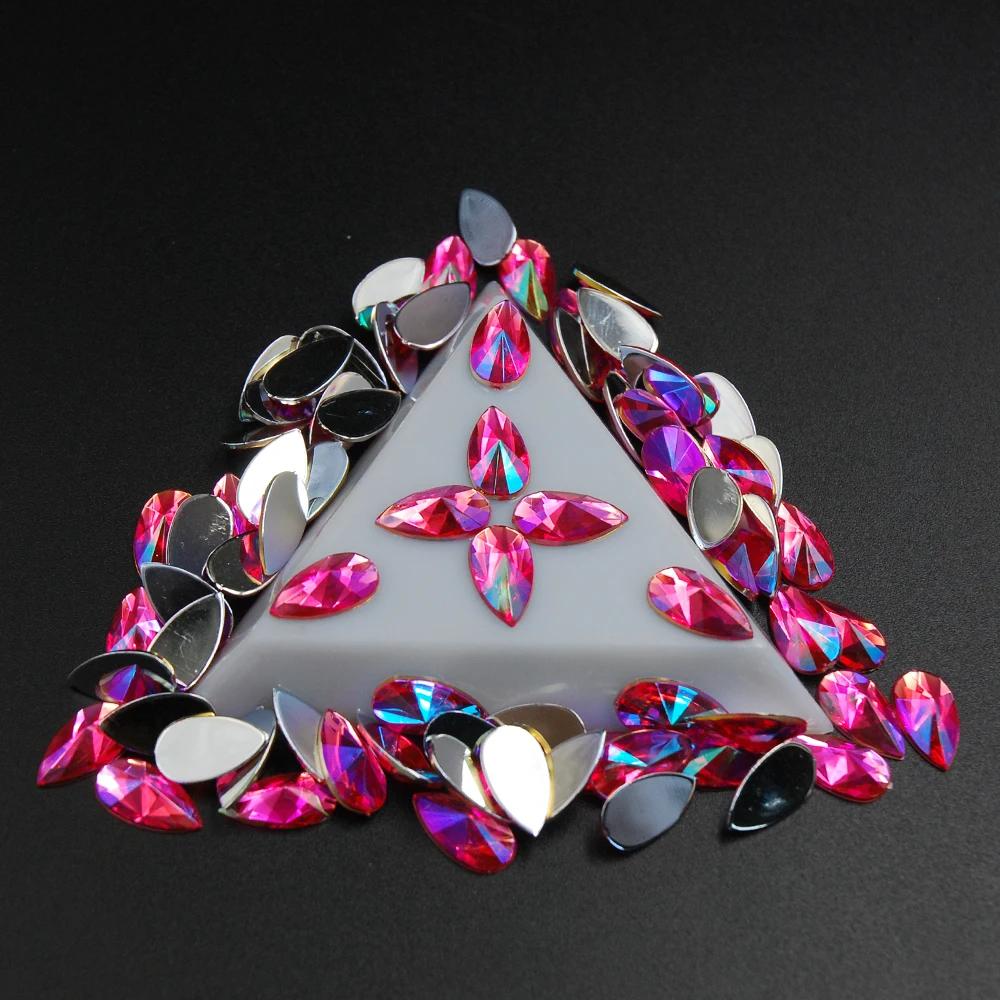 100Pcs-8-13mm-Teardrop-Mix-Color-AB-Flat-Back-Acrylic-Crystal-Strass-DIY-Face-Nail-Rhinestone (2)