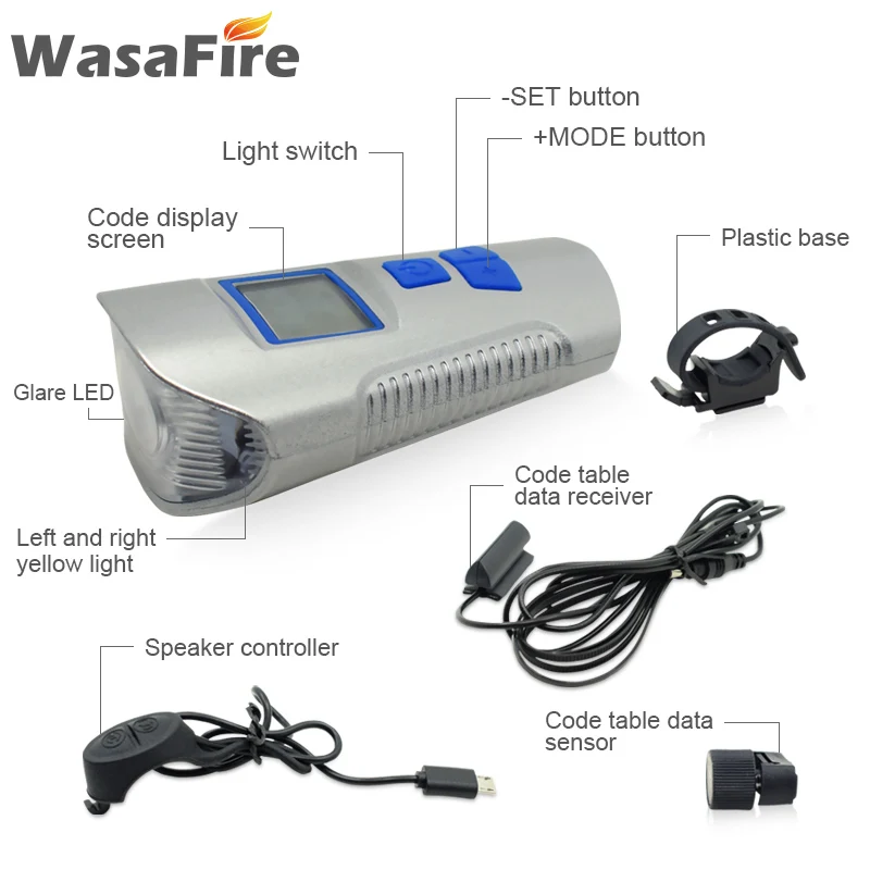 WasaFire велосипедный светильник USB Перезаряжаемый велосипедный передний светильник s светодиодный 4 режима Велоспорт T6 вспышка светильник с велосипедным компьютером Electronice Horn