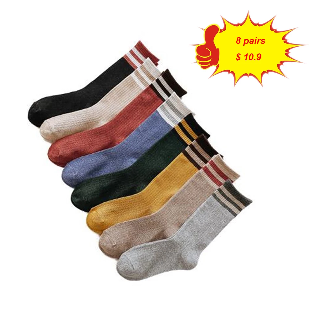 8 pairs Новые женские носки без пятки, повседневные хлопковые удобные дышащие хлопковые носки в стиле ретро, одноцветные женские носки без пятки в подарок на Рождество - Цвет: 8 pairs