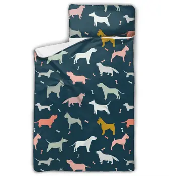 

Dogs Pattern Nap Mat with blanket and Pillow for Toddler Baby Girls Portable Rolled Travel Blanket
