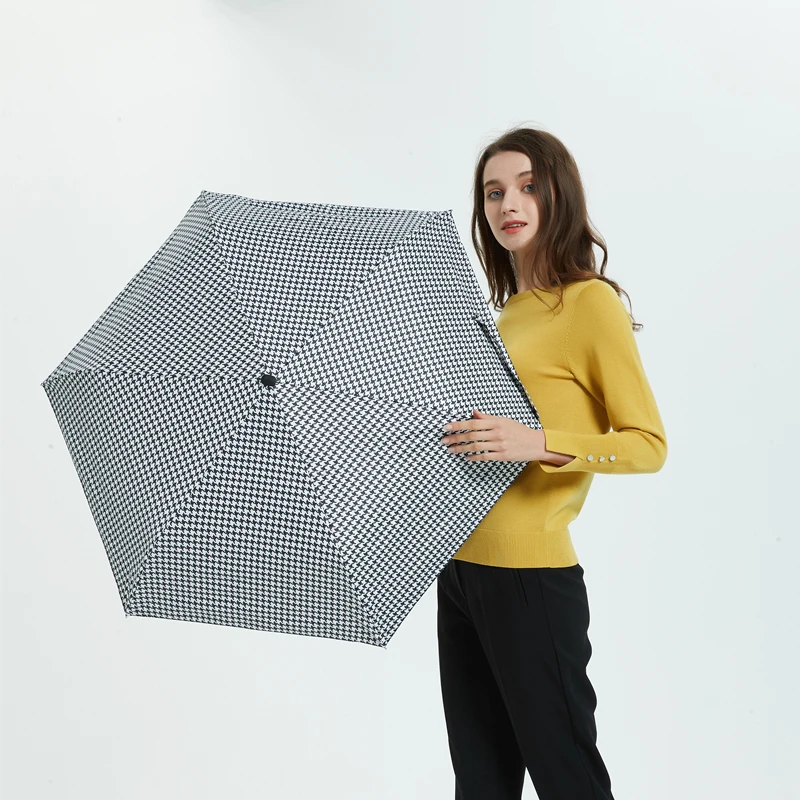 

Leodauknow Women Parasol Umbrella 3 Folding Umbrella Classic Flat HandleSun Protection Light Vinyl Flat Handle Creative