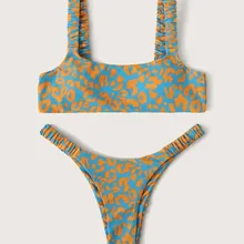 Sexy Micro Bikini 2020 Women Orange Leopard Push Up Padded Thong Swimsuit Female Cut Out Bathing Suit Swimwear Trajes De Bano
