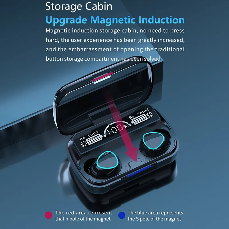 M10 Waterproof Headsets TWS Wireless Headphones Bluetooth 5 1 Earphones HIFI Stereo 2000MAh Charging Box