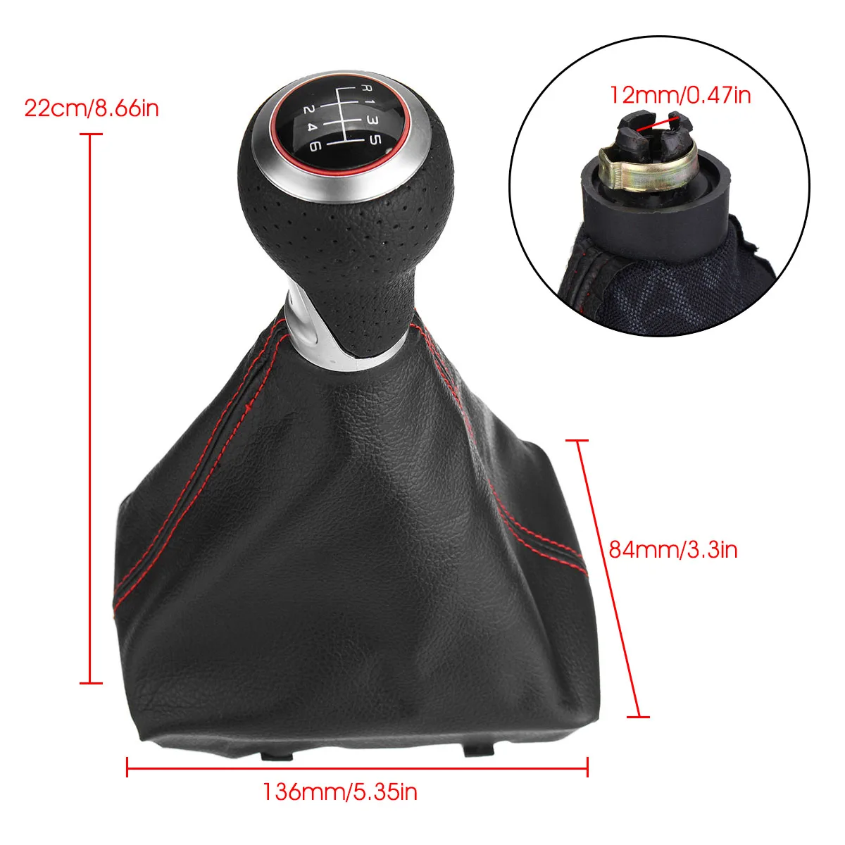 6 Speed Car Manual Gear Shift Knob PU Leather Gaiter Boot Cover For Audi A4 S4 8K A5 8T Q5 8R S-Line 2007