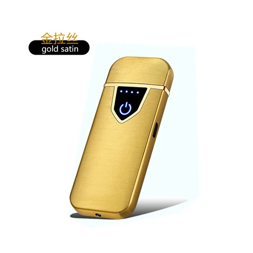 10PCS Gold 10 шт./лот USB металлическая зарядка мини электрическая зажигалка сенсорный датчик переключатель двухсторонняя ветрозащитная Электронная Зажигалка без газовой плазмы - Цвет: 10PCS Gold