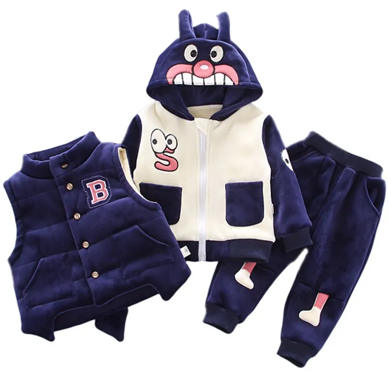 

Children's Clothing Plus Thick Velvet 0-4-Year-Old Three-Piece Suit Winter Fashion Set Children's Casual Winter