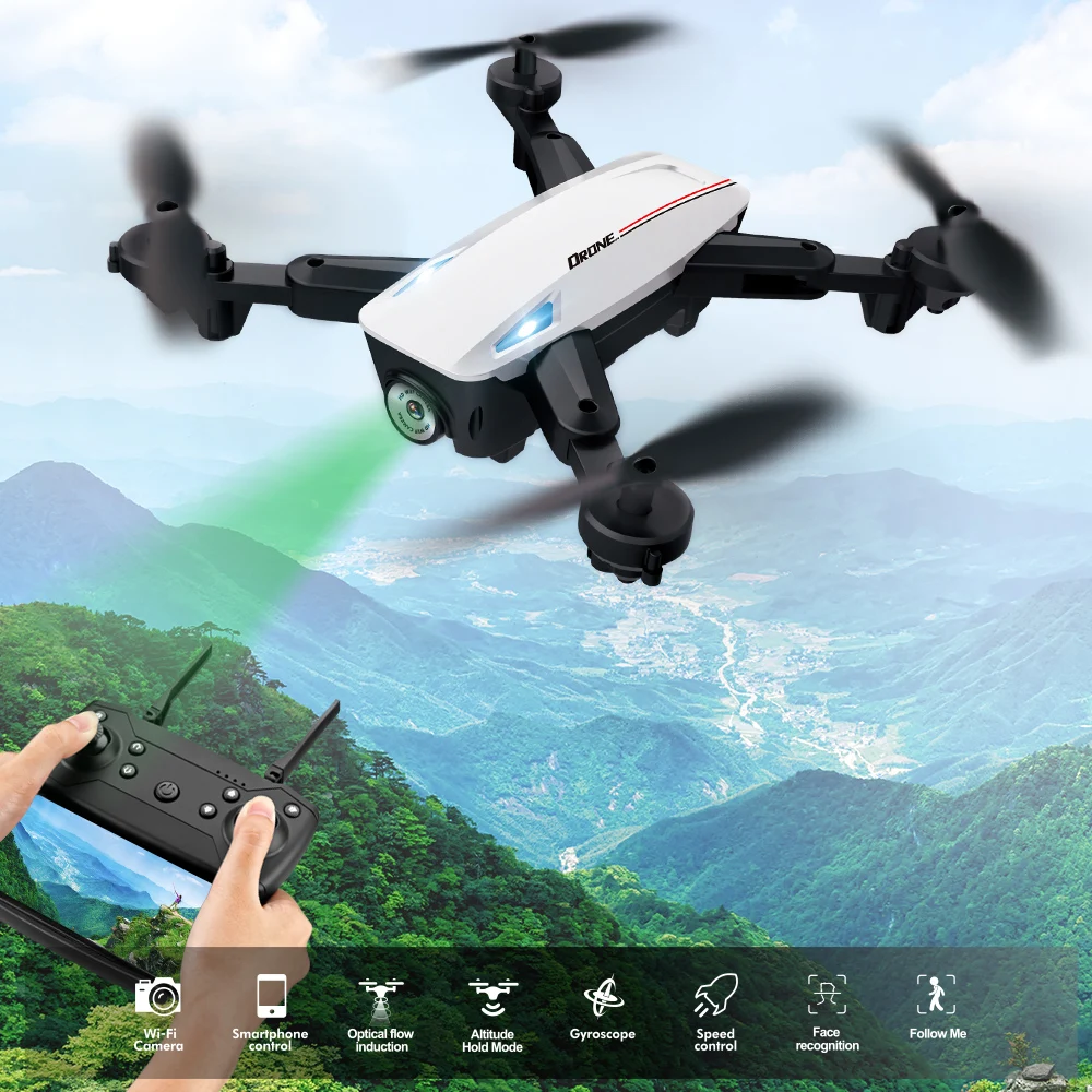 $42.57 RS537 RC Quadcopter Drones With 4K Cameras WiFi Foldable Drones Double Cameras Optical Flowing Heli