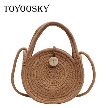 

TOYOOSKY 2020 Bohemian Crossbody Bags for Women Round Small Beach Handbags Summer Circle Bag Handmade Kintted Travel Bags