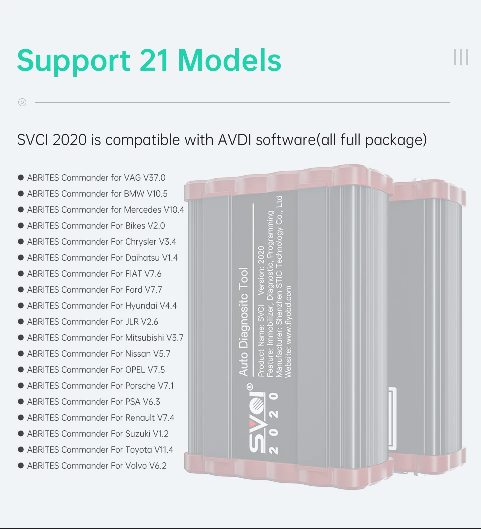 SVCI FVDI V2020 FVDI Full Vesion FVDI ABRITES Commander No Limited 21 программное обеспечение охватывает большинство функций VVDI2