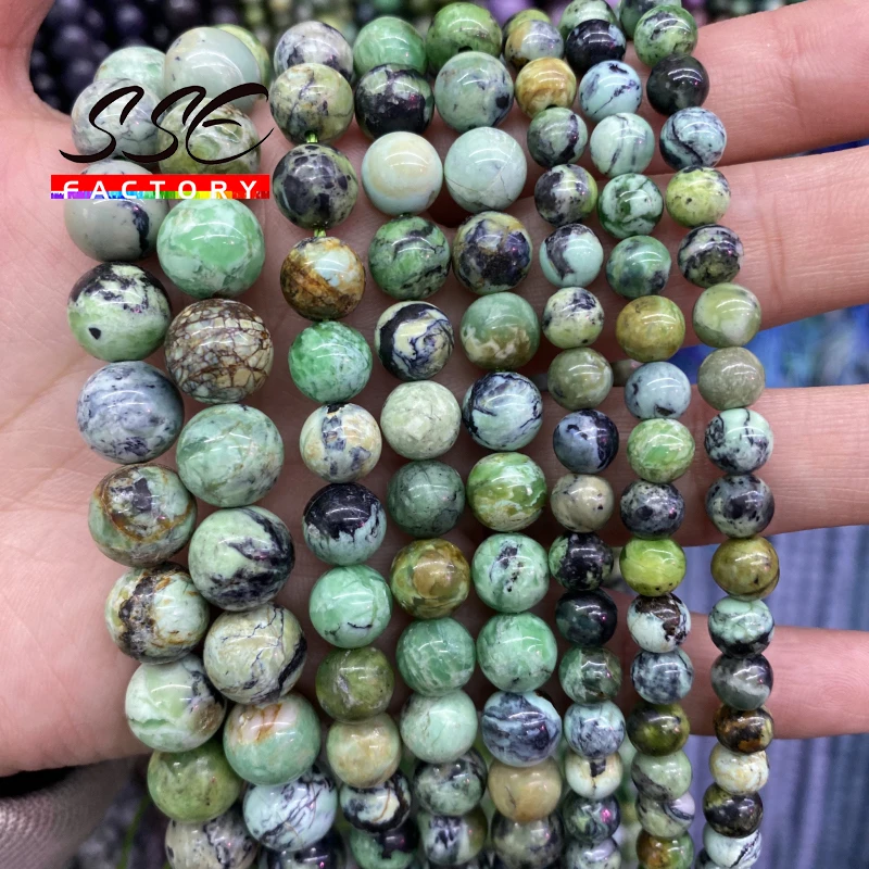 

Natural Semi-precious African Turquoises Beads Variscite Mineral Stone Round Loose Beads For Jewelry Making DIY Bracelets 15''