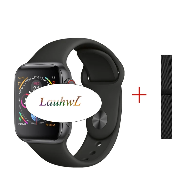IWO 8 IWO 9 мужские Смарт-часы 44 мм серия 4 корпус 1:1 Bluetooth женские умные часы сердечного ритма Ecg для Apple IOS наручные часы Android - Цвет: black add metal