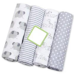 4 Pcs/pack 100% Cotton Flannel Receiving Baby Blanket Soft Baby Muslin Diapers Newborn Swaddle Wrap Muslin Swaddle 76*76 CM