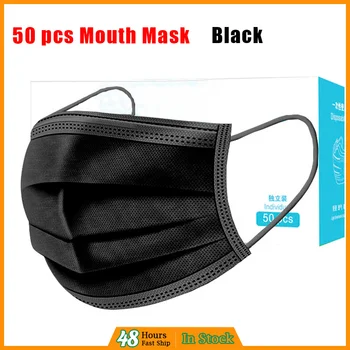 

50pc Disposable Breathable Mask Activated Carbon Earloop Mouth Mask Unisex Dustproof Protection Fabric Non-woven Dust Mouth Mask