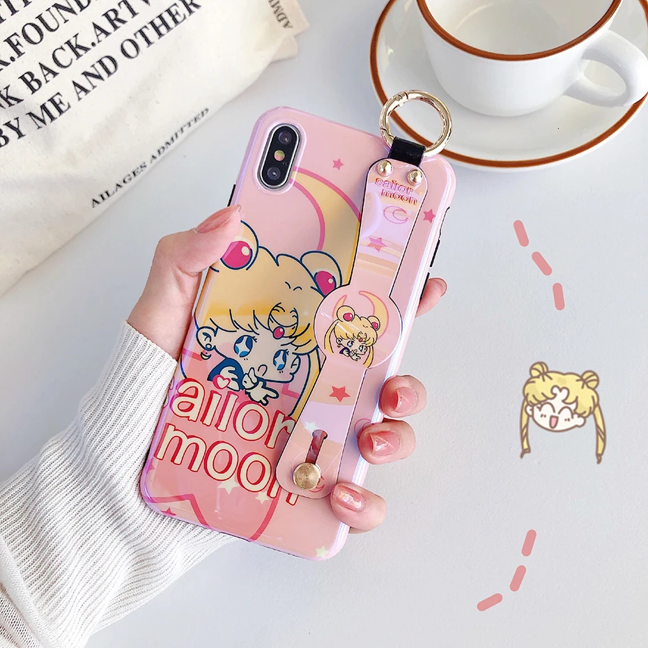 Синий Милый чехол Sailor Moon для iPhone 11 Pro Max XR XS Max X 7 8 6 6S Plus с мультяшным рисунком Kawaii Sailormoon Mars Blue Ray - Цвет: Синий