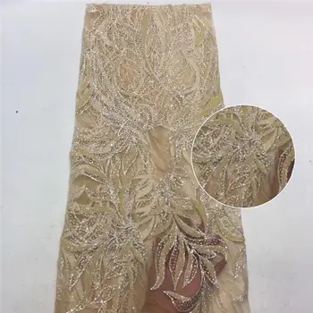 

2020 high quality sequence French Nigerian sequins net lace, African tulle mesh sequence lace fabric for dress 5yards / lot ZH08