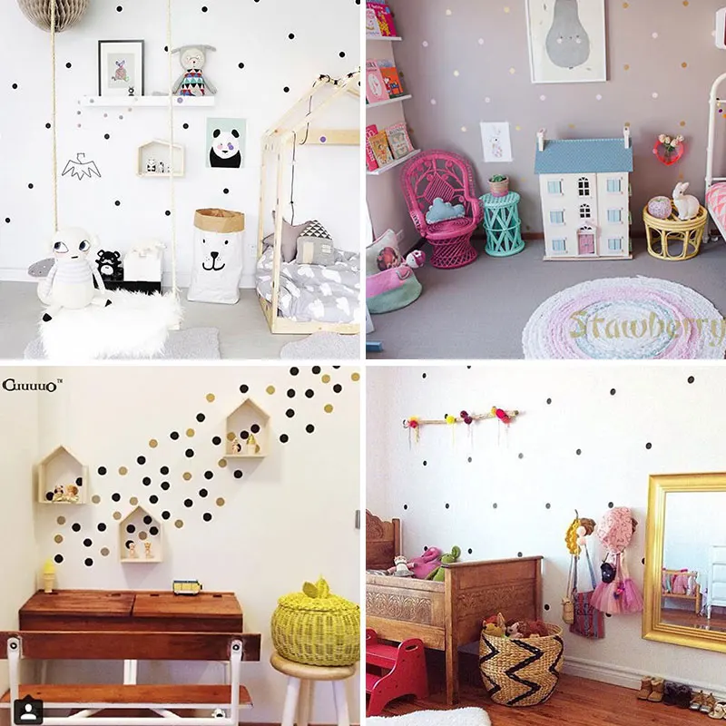 Декор для детской комнаты домашний декор настенная наклейка в Золотой горошек