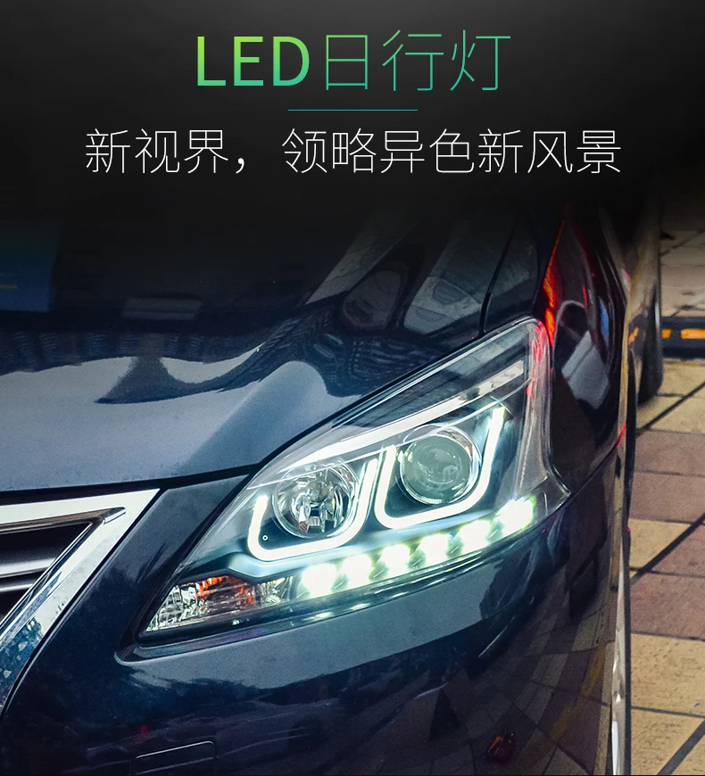 AKD автомобильный Стайлинг для Nissan Sylphy фары 2012- Sentra светодиодный фонарь светодиодный DRL Bi Xenon объектив Высокий Низкий луч парковка