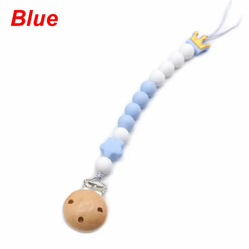 Blue Сделай Сам, ручная работа, силиконовая детская соска, цепочка для новорожденных, Прорезыватель для зубов, зажим, анти-цепь, P31B - Цвет: Blue