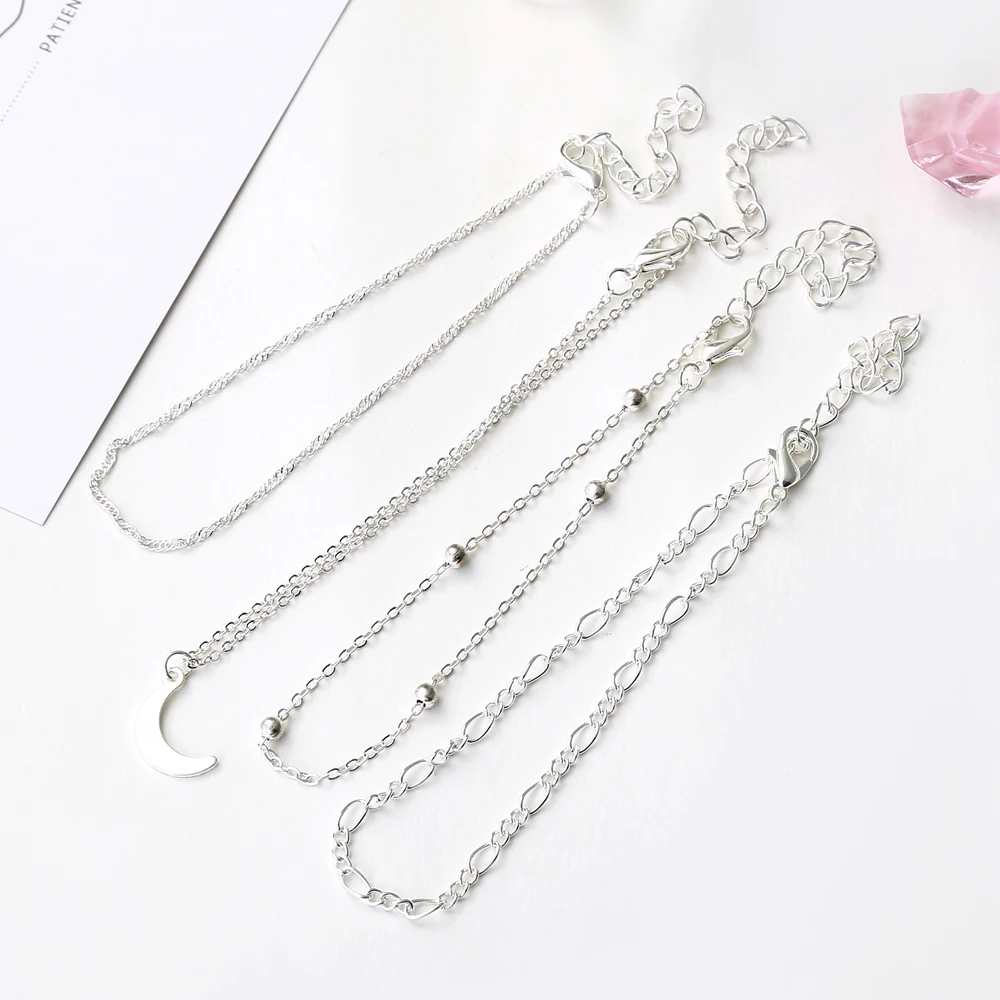 XIYANIKE Бохо многослойный нежный шарик серебро anklets Для женщин Луна Винтаж пляж лодыжки браслет на ногу Лето бижутерия для ног