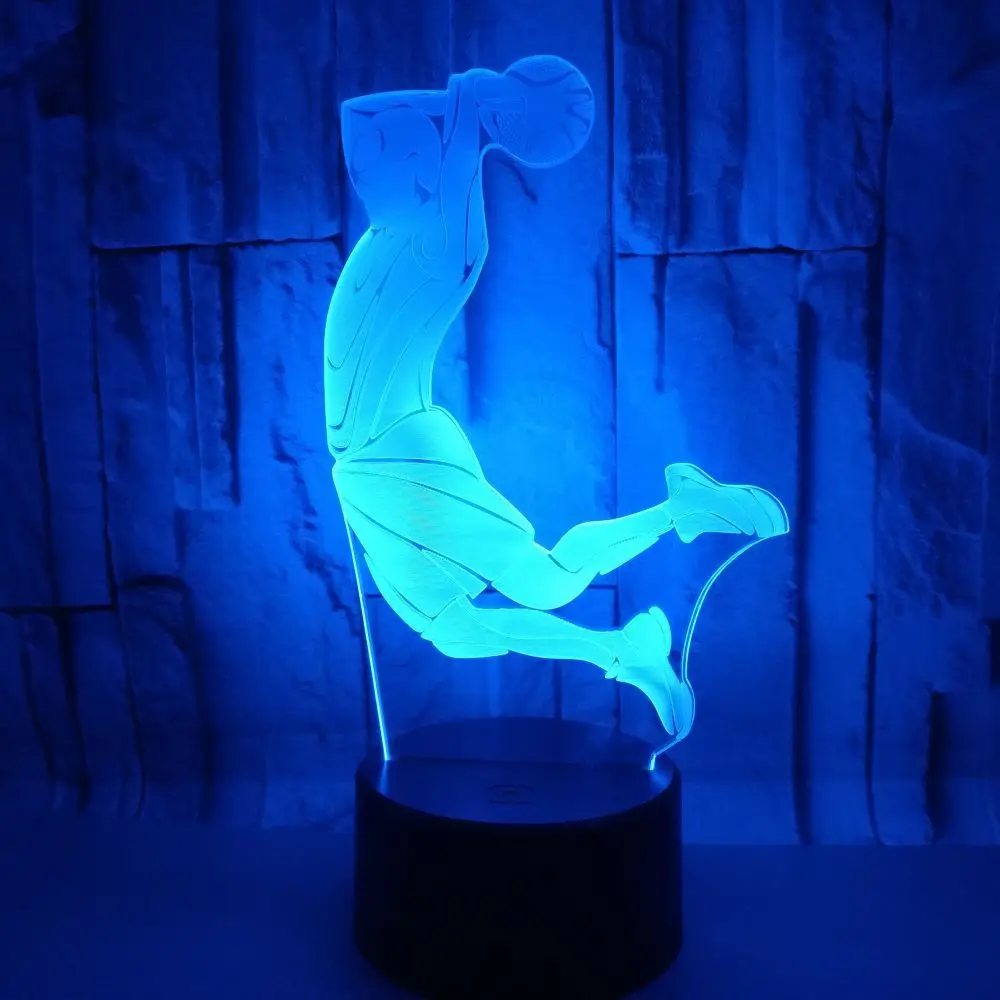 Двухручная настольная лампа dunk 7 цветов 3d визуальные Светодиодные ночные