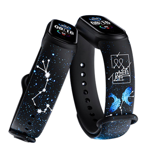 Starry Printed Strap for Xiaomi Mi Band 6 5 4 3 NFC Sport Wristband Silicone Bracelet Mi Watch Replacement Belt