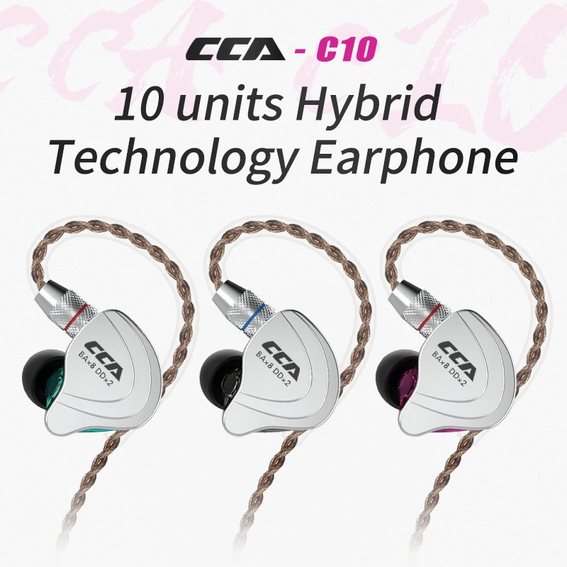 CCA C10 4ba+ 1dd гибридные наушники-вкладыши Hifi Dj Monito спортивные наушники для бега гарнитура с шумоподавлением