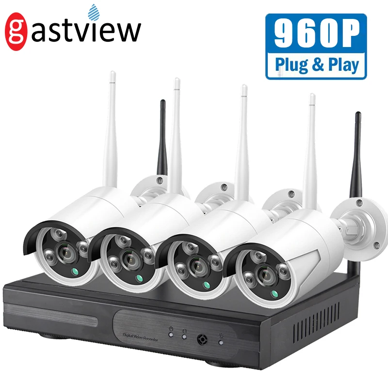1.3MP 960P CCTV система 4ch HD Беспроводной NVR комплект 1 ТБ HDD Открытый ИК Ночное Видение IP