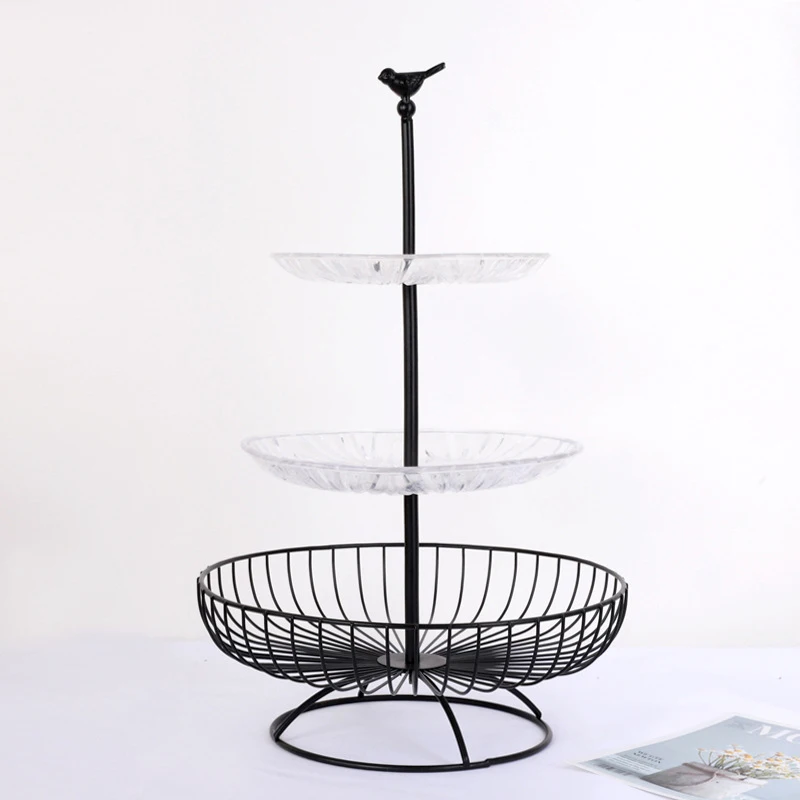 Black Acrylic Wrough Скандинавском стиле железное искусство фрукты домашнее хранилище корзина Органайзер чаша для овощей закуски конфеты Кухонный Стол Обеденный Инструмент HFing - Цвет: Black Acrylic Wrough