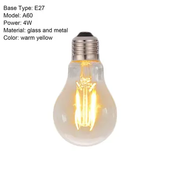 

4W Edison Bulb Vintage Filament Antique Industrial Style Lamp Light LED Bulb E27 A60 Warm Yellow for Home Decor drop shipping