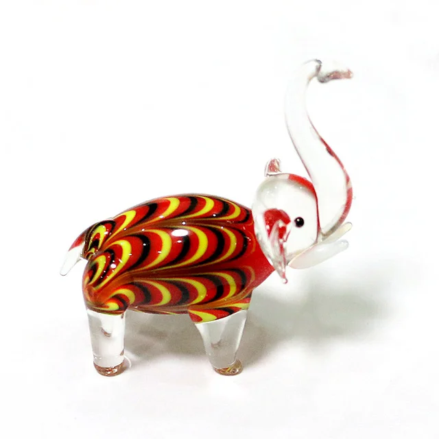 Handmade Murano Glass Elephant Figurines Home Room Desktop Christmas Decoration Ornaments Miniature Rural Style Animals Statue Burgundy