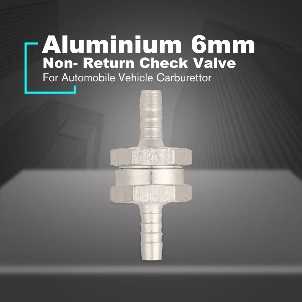 1Pc Aluminium Check Valve 6mm Fuel Non- Return Inline Check Valve Vacuum Hose One Way For Automobile Vehicle Carburettor